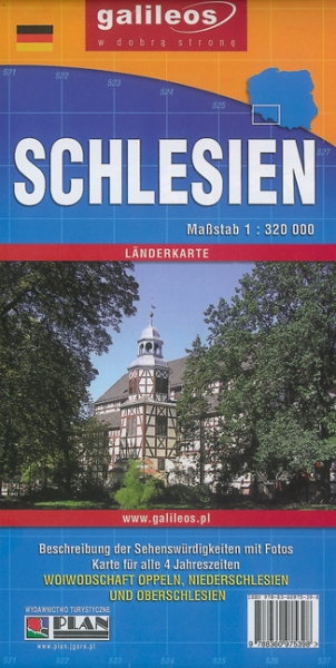 Schlesien - Länderkarte, Straßenkarte mit polnischen und deutschen Ortsnamen